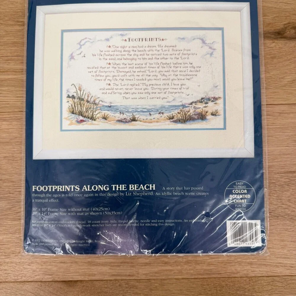 Sunset Counted Cross Stitch Kit Footprints Along the Beach #13558 Liz Shepard